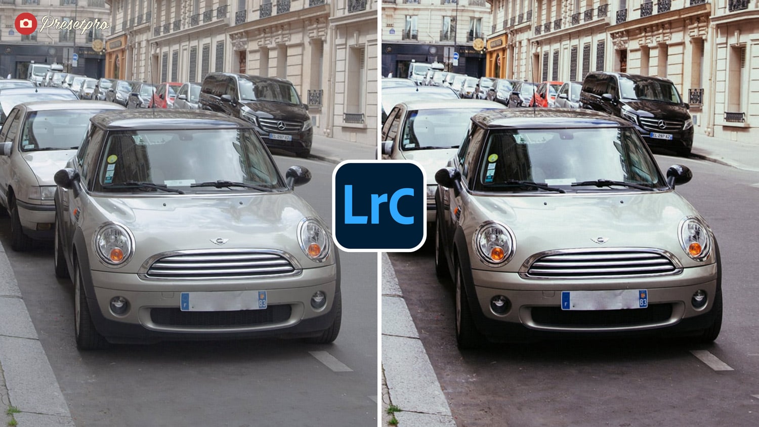 Free Lightroom Preset Pastel Film Before and After - Cute car in Paris