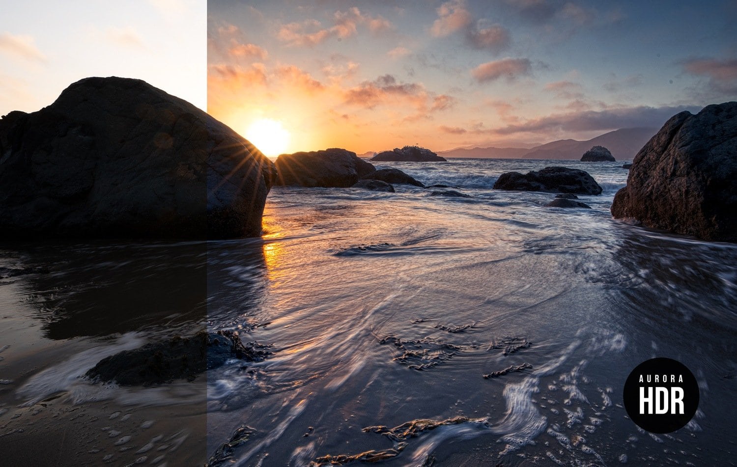 Free Aurora HDR Look Seascape Preset Before After Presetpro.com