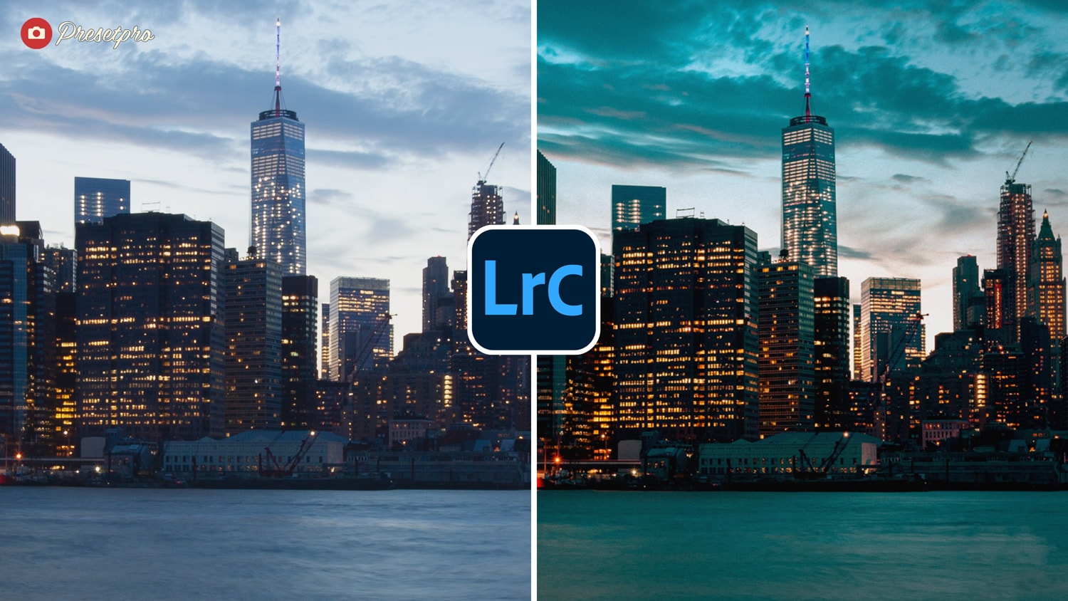 Free Lightroom Preset NYC Skyline Before and After - New York City at night