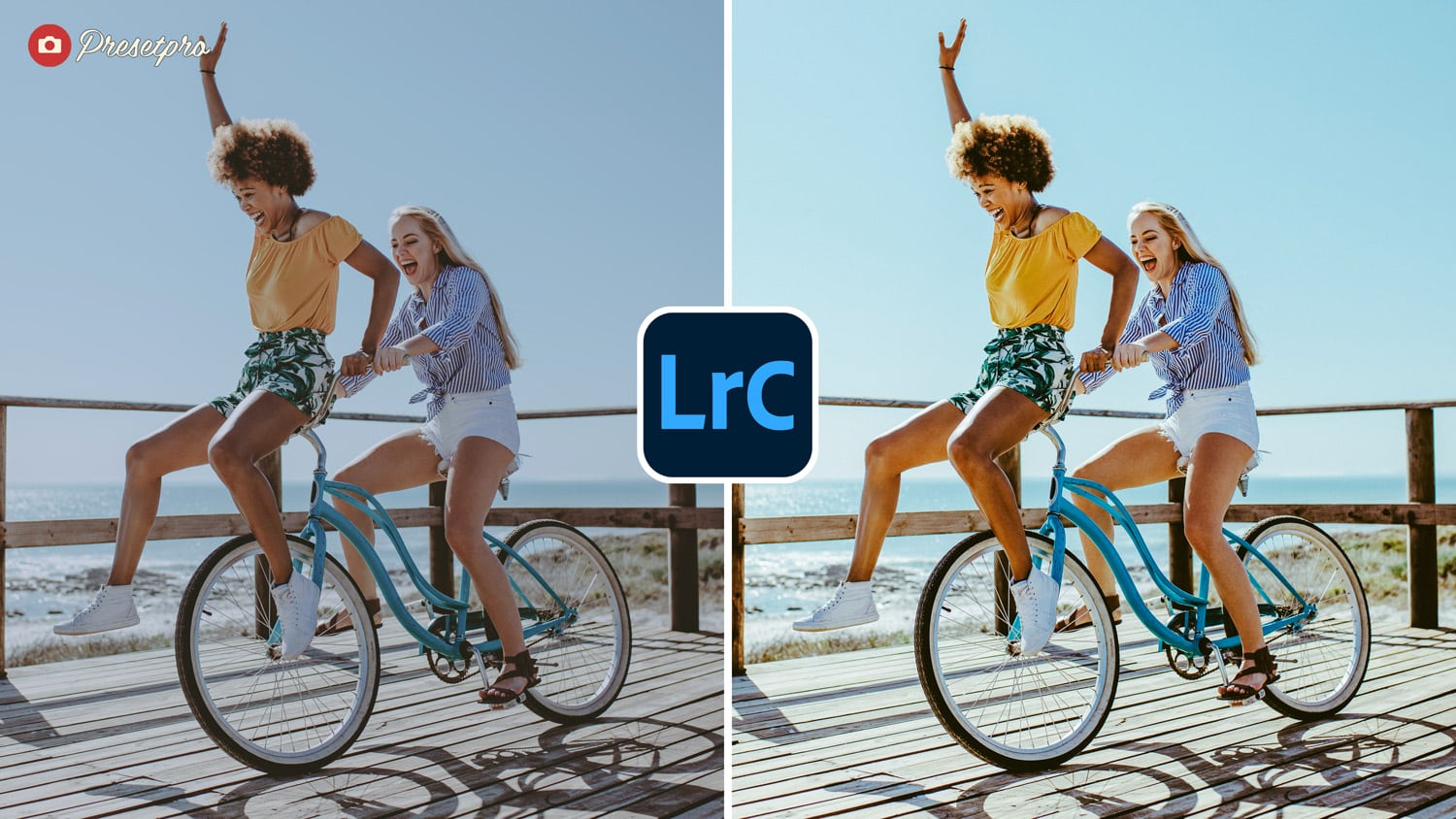 Free Lightroom Preset Agfa Ultra Before and After - Two girls on a bike