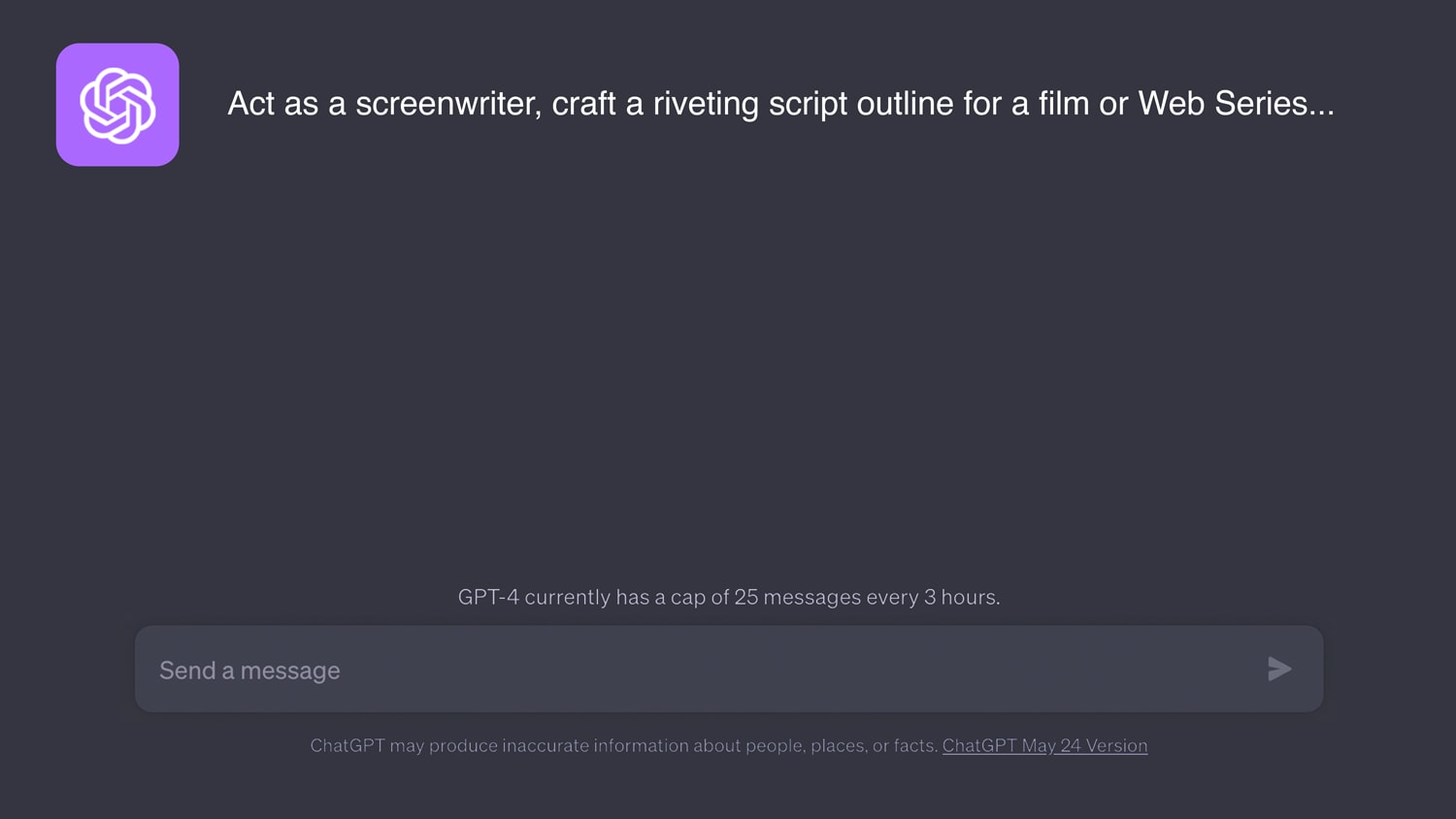 Free ChatGPT Prompt Screenwriter