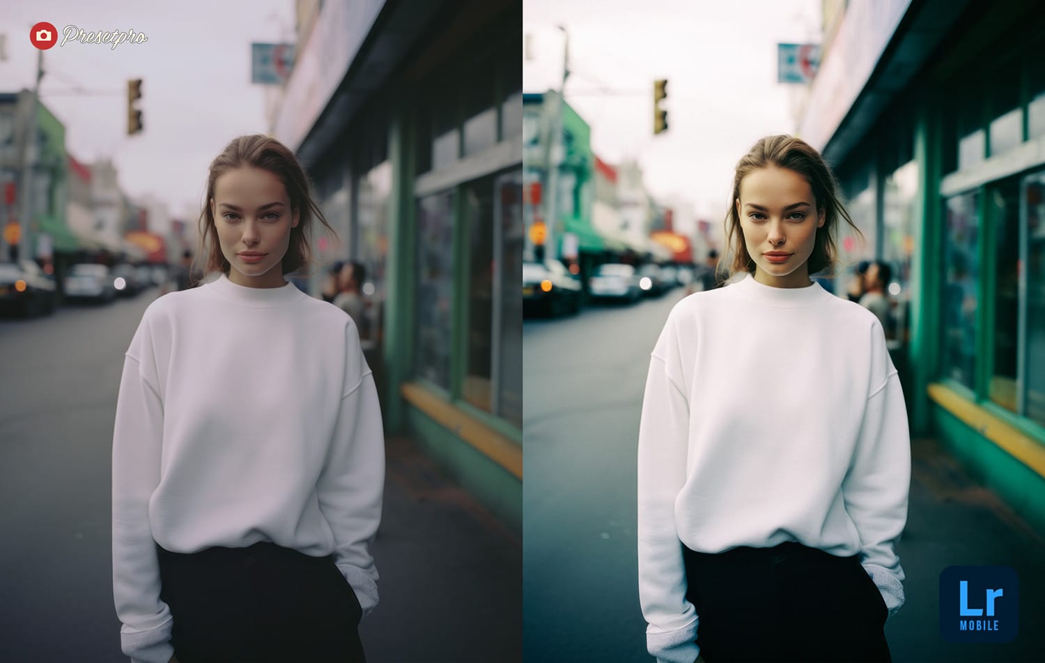 Free Lightroom Mobile DNG Preset "Grainy Film" Before and After