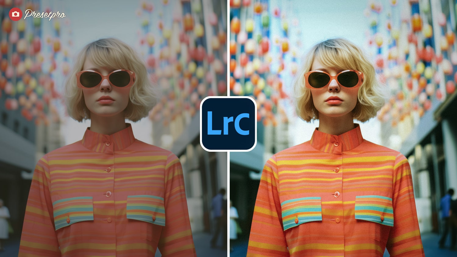 Free Lightroom Preset Slide Film RSX Before and After - Retro Girl in Street