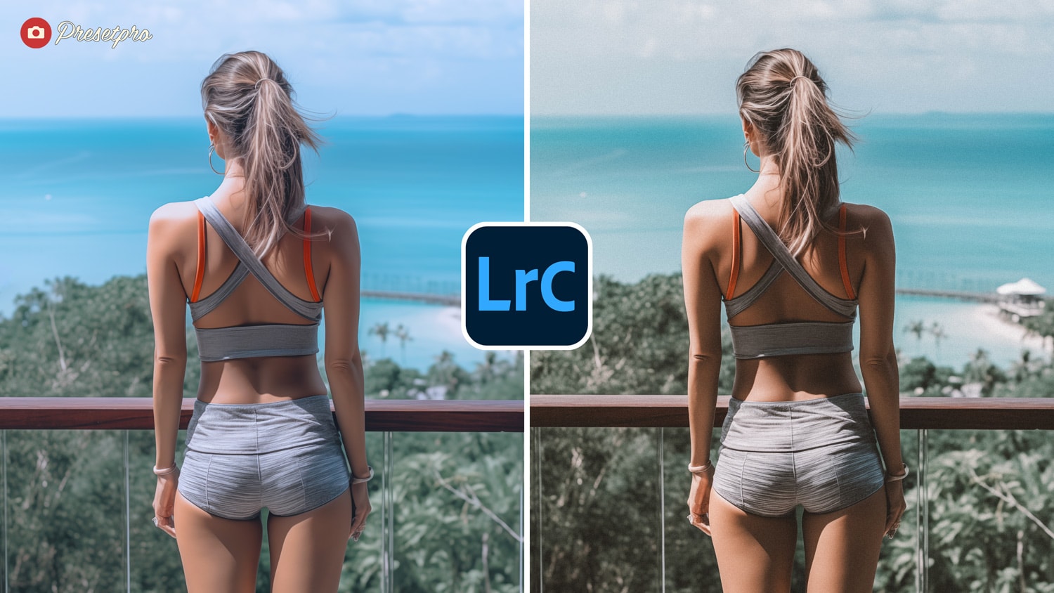 Free Lightroom Preset Filter Fade Before and After - Fitness Girl in Bali